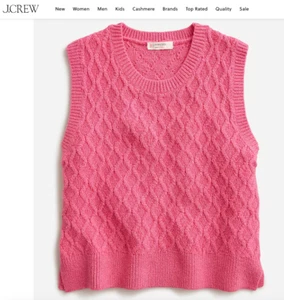 $69 NWOT J. Crew Crewcuts Girls Cable-knit Sweater Vest Pink Vivid Medium 8-9 - Picture 1 of 7