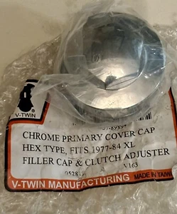37-8989 V-TWIN CHROME PRIMARY COVER  CAP HEX TYPE 1977-1984 XL SPORTSTER NOS - Bild 1 von 1