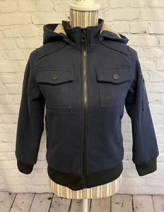 Urban Republic Kid Boys dark blue Hooded Wool blend Jacket Coat Size S(8) - Picture 1 of 11