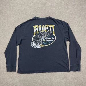 Rvca Womens Shirt Black Medium Long Sleeve Eagle Logo Crop Crew Neck Casual Lady - Picture 1 of 10