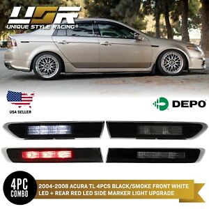 4 Pieces Front White / Rear Red LED Smoke Side Marker Light For 2004-08 Acura TL