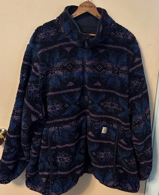 Женский флисовый пуловер Carhartt на молнии 1/4 цвет синий нордический размер 3XL - Изображение 1 из 4