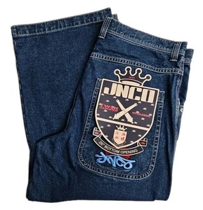 JNCO Twin Cannon Crown Jeans Denim NWT Mens 44x30 Dark Stone 101 Collosal - Picture 1 of 11