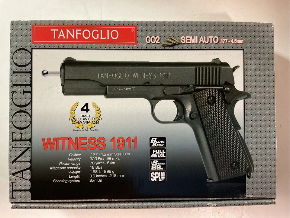 Cal. Tanfoglio Witness 1911 CO2 .177 Pistola Blowback BB - Imagem 1 de 4
