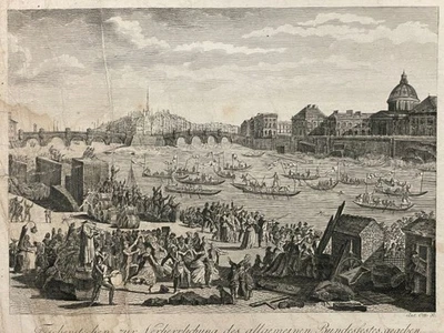 Fischerstechen beim Bundesfest Kupferstich Otto Französische Revolution 19. Jh. - Bild 1 von 4