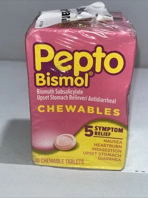 Sealed 3 Packs Pepto Bismol Chewable Tablets, 30 Each Box - Image 1 of 4