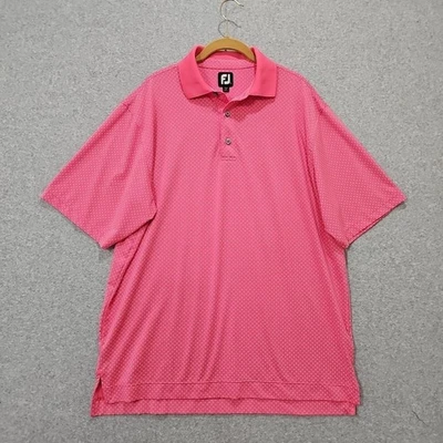 Footjoy Golf Polo Shirt Men's Sz L Pink Geometric Pattern Short Sleeve  - Image 1 of 4