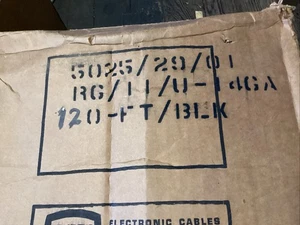 RG 11 U 14 GA Coaxial Wire Copper 120’ Black 5025 29 01 Columbia Cable New NOS - Picture 1 of 10