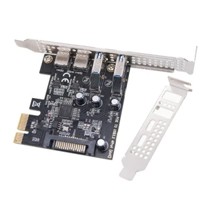 PCIE 1X na USB 3.2 Gen1 Typ C + USB3.0 Karta rozszerzeń do komputera PC - Zdjęcie 1 z 8