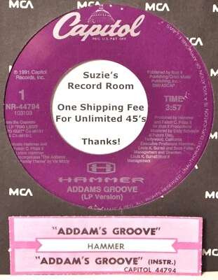 Hammer (MC) Addams Groove Hip Hop Pop Rap Jukebox Strip & VG+ 45 7" Vinyl Foto 1 de 3