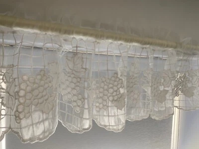 Grapes Embroidered Home Kitchen Window Valance COLOR WHITE 2 PCS - Image 1 of 4