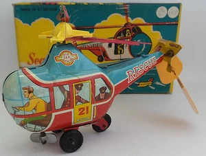 AVIACIÓN: HELICÓPTERO DE RESCATE MARÍTIMO N.º 248 MODELO DE HOJALATA VINTAGE (MLFP) - Imagen 1 de 12