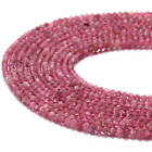 Naturalny różowy turmalin fasetowane okrągłe koraliki 2mm 3mm 4mm 5mm 15,5" nitka