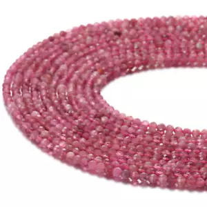 Natural Pink Tourmaline Faceted Round Beads 2mm 3mm 4mm 5mm 15.5" Strand - Picture 1 of 2