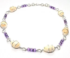 Collar La Aluminio Largo 48 Centímetros Con Concha Hematites y Cristales - Imagen 1 de 7