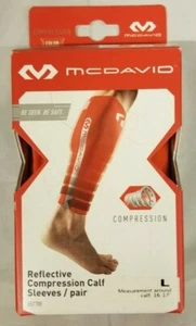 McDavid Pair Compression Reflective Calf Sleeves, Bright Orange, Large - Picture 1 of 2