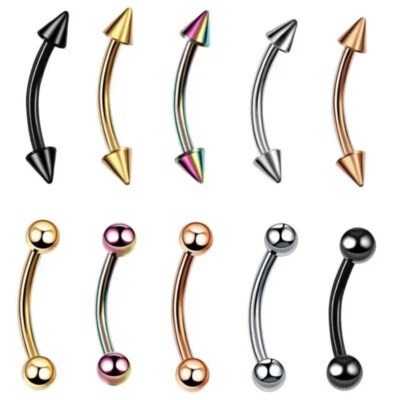 6MM-16MM BANANA PIERCING STAB EDELSTAHL BAR BANANE GEBOGEN BARBELL AUGENBRAUEN - Bild 1 von 3