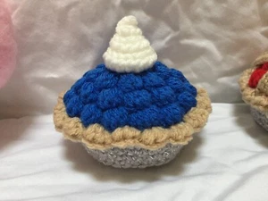 New Handmade Crochet Summer Sweet Blueberry Pie Tiered Tray Decoration - Picture 1 of 3