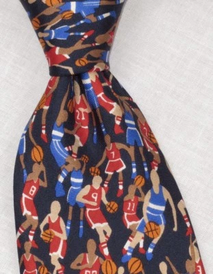 Alynn Neckwear "Overtime" Basketball Themed Silk Tie 3.75" Wide - Image 1 of 2