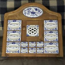 Antique Delft Blue Porcelain Wooden Spice Cabinet Apothecary Herb Wall Cupboard