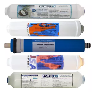 5 Inline Filter Set für Arbeitsplatte RO Umkehrosmoseanlage, inkl. DI Bett - Bild 1 von 1