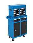 Metal Tool Cabinet Storage Box Chest With 5 Drawers Portable With Wheels
