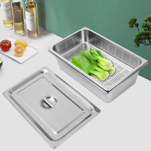Rectangular Hotel Pan with Lid Set Pan Perforated Steam Pan Steam Table Pan - Picture 1 of 16