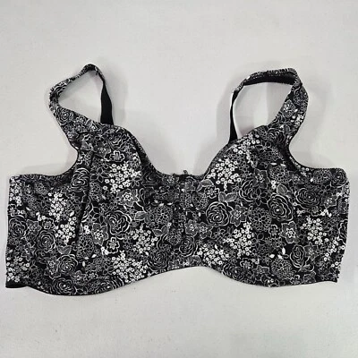Comfort Choice Women Bra 44DDD Black Floral Unlined Underwire Adjustable Straps - Image 1 of 4