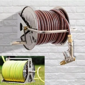 Stainless Steel Garden Hose Reel Heavy Duty Wall/Floor Mounted Water Hose 60m - Picture 1 of 9