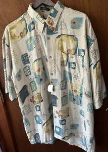 Riscatto Shirt Mens XL Retro print Button Down short sleeve Made In Italy NWT - Picture 1 of 8