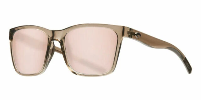 Costa Del Mar 135mm Sunglasses with Shiny Taupe Crystal, Square Frame and Copper Silver Mirror Polarized Lens (PAG 258 OSCP)