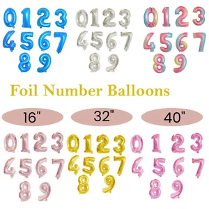 Nuevos Globos Números Lámina 16"/32"/40" 0-9 Cumpleaños Exterior Fiesta Helio Aire Decoración - Imagen 1 de 62