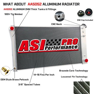 4ROW Aluminum Radiator Fit 1991-1993 Chevrolet Caprice Buick Roadmaster 5.0 5.7L Foto 1 de 4