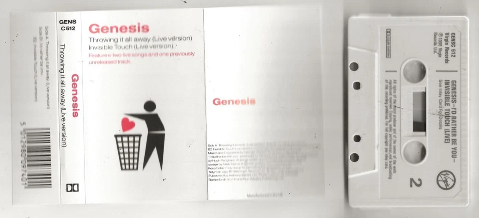 GENESIS INVISIBLE TOUCH / ABACAB (LIVE) NUMBERED EDITION UK CASSETTE SINGLE,MINT - Image 1 of 1