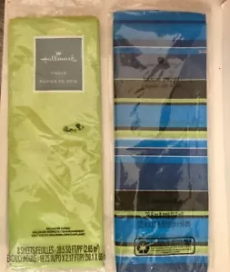 New Hallmark Green & American Greetings MultiColor Striped Blue Tissue Paper - Picture 1 of 2