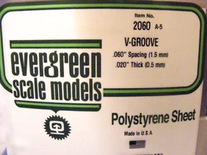 Evergreen Styrene #2060 V-Grouve Siding .060" Spacing - Picture 1 of 1