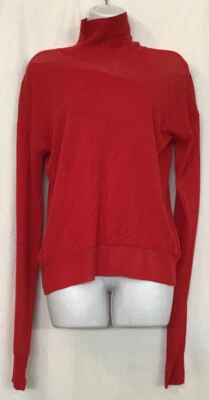Suéter Casco Lang Delgado Rojo Cuello Alto Lana/Seda Tejido Agujeros para Pulgar Talla Med Foto 1 de 4