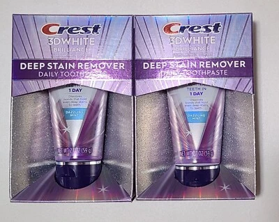 2 Crest 3D White Brilliance Deep Stain Remover Daily Toothpaste 2.1 oz EXP 06/26 - Image 1 of 4