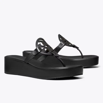 Sandalias de plataforma de cuña Tory Burch Miller negras talla 9,5 Foto 1 de 4