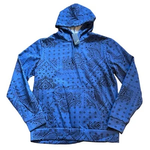 Men's Coastal Hoodie Blue Paisley Sweatshirt Front Pocket Size M NEW NWT - Picture 1 of 4