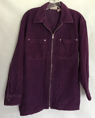 Faded Glory женщин Sze M вельветовый фиолетовый длинным рукавом молнии рубашка куртка EUC B8 - Изображение 1 из 4