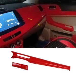 For Mitsubishi Lancer EVO 07-17 Bright Red Central Console Dashboard Strip Trim - Picture 1 of 9
