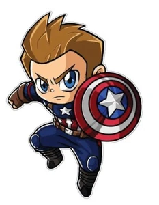 Cute Chibi Captain America Attacking With Star Shield Avengers Vinyl Sticker Art - Picture 1 of 1