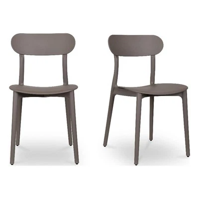 Silla de comedor exterior Moe's Home Collection Kent color topo - Juego de dos de plástico Foto 1 de 4