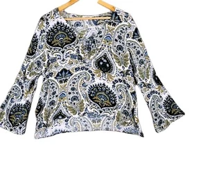 UMGEE Blouse Women's Large Pasily Lightweight Keyhole Tie Slit Sides Top - Picture 1 of 10