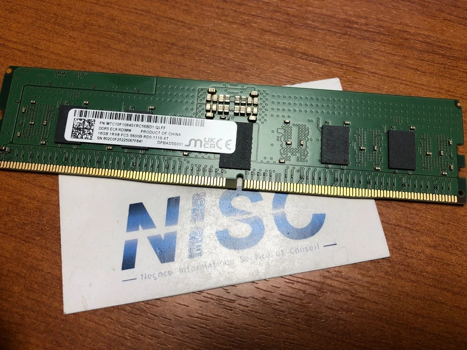 MICRON - RAM 16 Go DDR5 Ecc Reg 1Rx8 PC5-5600 - Immagine 1 di 1