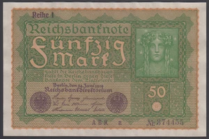 Germany 50 Mark 1919 XF P. 66, Banknotes, Circulated - Picture 1 of 2