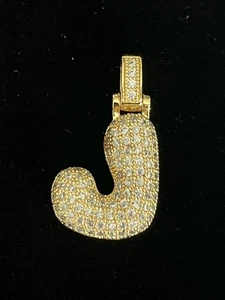 Vintage Rhinestone Gold Tone  “J” Pendant - Picture 1 of 8