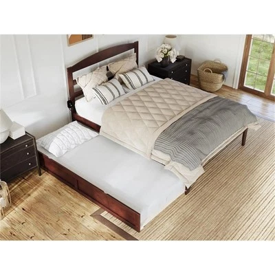 AFI Warren Solid Wood Queen Bed with Twin XL Trundle in Walnut - Image 1 of 4