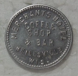 NEILLSVILLE WISCONSIN MERCHANTS HOTEL GOOD FOR 10¢ IN TRADE TOKEN - Picture 1 of 2